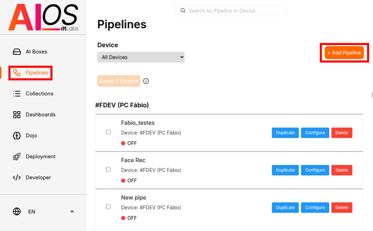 Adding a new pipeline do AIOS