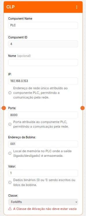 Configuração do componente CLP