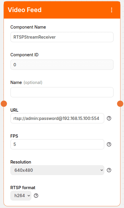 Settings for the Video Feed component