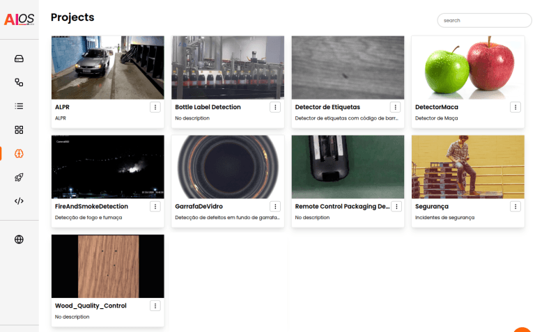 Interface de gerenciamento de projetos no Dojo